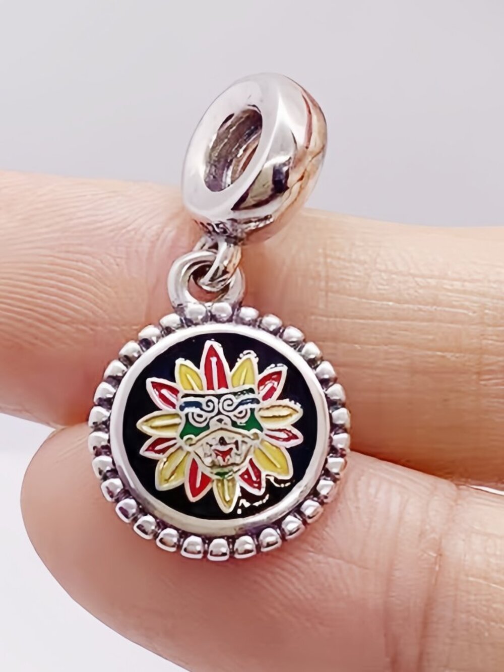 Pandora Costa Rica Destination Dangle Charm Indigenous Mask Flower Color Enamel